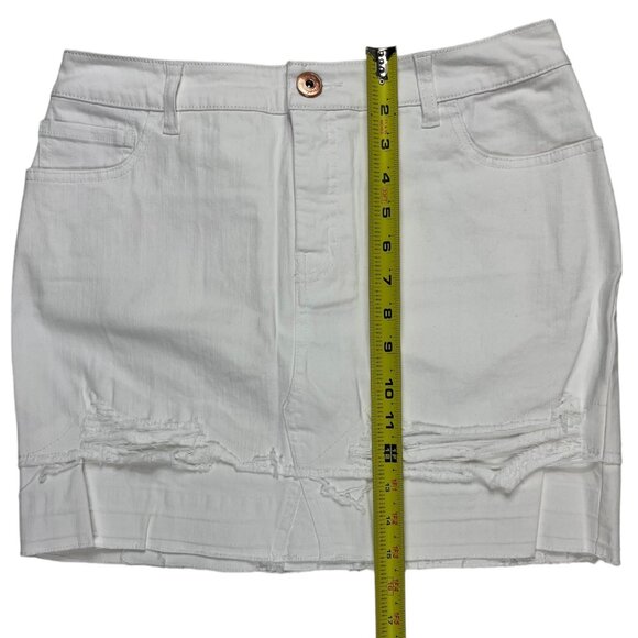 INC International Concepts Factory Distressed Raw Hem White Mini Skirt Size 6 - Picture 13 of 16